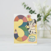  "3-jarige" Happy Birthday met hond Briefkaart (Staand voorkant)
