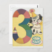  "3-jarige" Happy Birthday met hond Briefkaart (Voorkant / Achterkant)