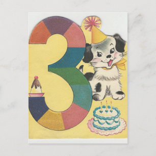 "3-jarige" Happy Birthday met hond Briefkaart