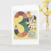  "3-jarige" Happy Birthday met hond Kaart (Gele Bloem)