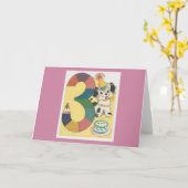  "3-jarige" Happy Birthday met hond Kaart (Gele Bloem)