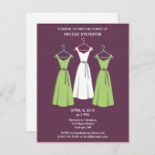 3 jurken Bridal Shower Invitation - Wine Kaart (Voorkant / Achterkant)