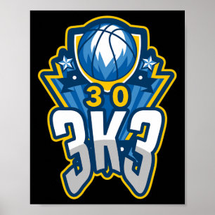 3 k 3 punt Bysketbyll record 3000 drie wijzers Poster