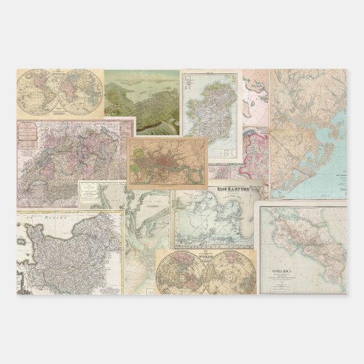 3 Kaart en tuin Document Collage Ephemera Sheets Inpakpapier Vel (Voorkant 3)