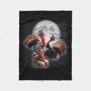 3 kalkoenen huilen naar de maan Grappige kalkoenja Fleece Deken