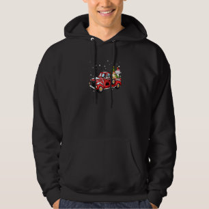 3 Katten die de rode vrachtwagen met kerstboom oph Hoodie