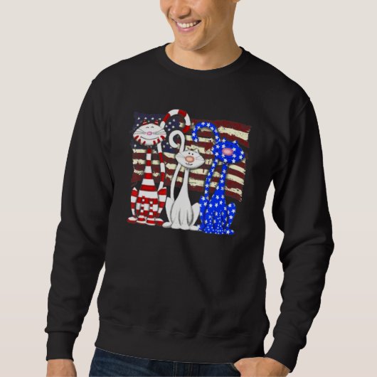 3 Katten Kitten Amerikaanse vlag 1 Trui (Voorkant)