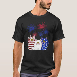 3 Katten Kitten vuurwerk Amerikaanse vlag T-shirt