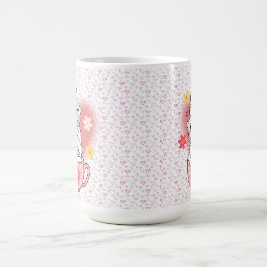 3 katten met bloemen en een mok (Center)