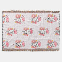 3 katten met bloemen en een mok deken