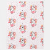 3 katten met bloemen en een mok fleece deken (Voorkant)