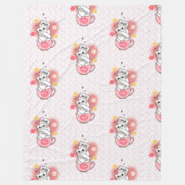 3 katten met bloemen en een mok fleece deken