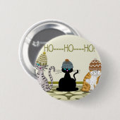 3 Katten met Pet Kerstmis Ronde Button 5,7 Cm (Voorkant /achterkant)
