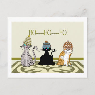 3 Katten met Petten Kerst Feestdagenkaart