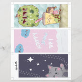 3 Kawaii Illustreerde Bladwijzer met bewerkbare te (Achterkant)