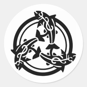 3 Keltische Tribal Fish Tattoo Ronde Sticker