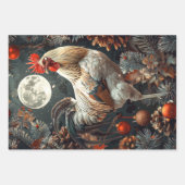 3 Kerst Haan Decoupage Inpakpapier Vel (Voorkant 3)