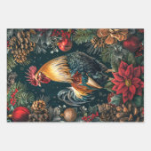 3 Kerst Haan Decoupage Inpakpapier Vel (Voorkant 2)