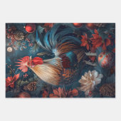 3 Kerst Haan Decoupage Inpakpapier Vel (Voorkant)