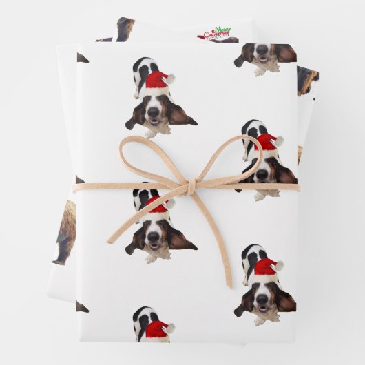 (3) kerstblad van honden en wilde dieren inpakpapier vel (In situ)