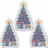 3 kerstboom vakantie Stickers (Voorkant)