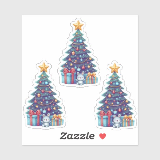 3 kerstboom vakantie Stickers (Vel)