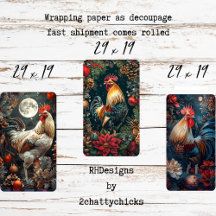 3 Kersthanen Decoupage
