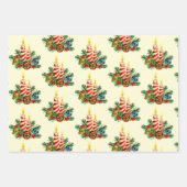 3  kerstkerstkerstboomkaars inpakpapier vel (Voorkant)