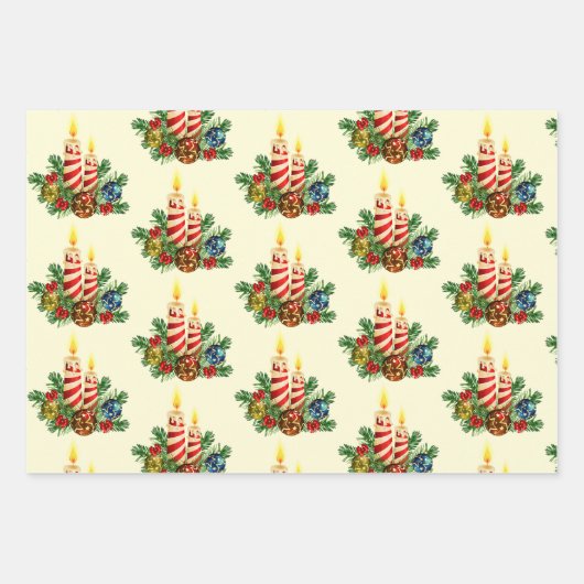 3  kerstkerstkerstboomkaars inpakpapier vel (Voorkant)