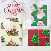 3  kerstkerstkerstboomkaars inpakpapier vel