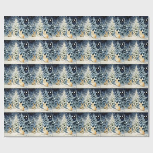 3 kerstkonijntjes cadeaupapier (Vlak)