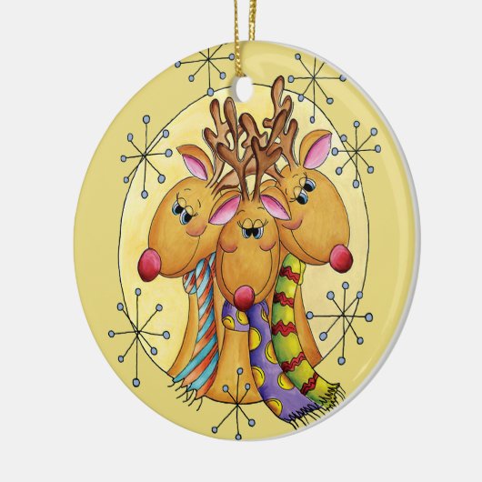 3 kerstversiering voor rendieren keramisch ornament (Links)