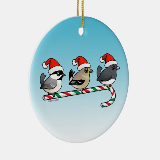 3 kerstzongvogels keramisch ornament (Rechts)