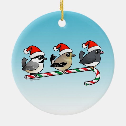 3 kerstzongvogels keramisch ornament (Achterkant)