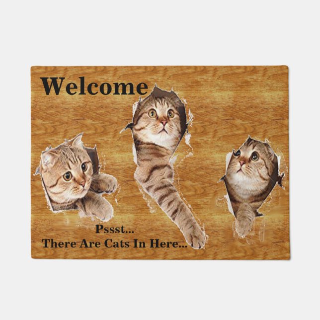 3 Keukenkattenkatjes die door Welkom worden getrai Deurmat (Voorkant)