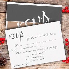 3 Keuze Menu Antwoordkaart Elegante Trouw-Huwelijk