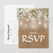 3 Keuze RSVP Baby's Breath Rustieke Jute Uitnodiging Briefkaart (Voorkant / Achterkant)