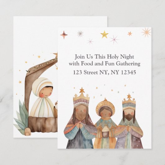 3 Kings Kerst Kaart of uitnodiging (Voorkant / Achterkant)