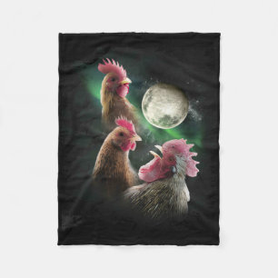 3 Kip Maan Wolf Kippen Huilende Wolven Fleece Deken