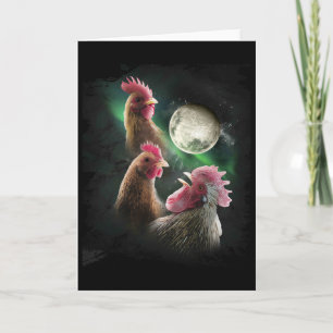 3 Kip Maan Wolf Kippen Huilende Wolven  Kaart