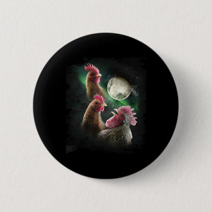 3 Kip Maan Wolf Kippen Huilende Wolven  Ronde Button 5,7 Cm