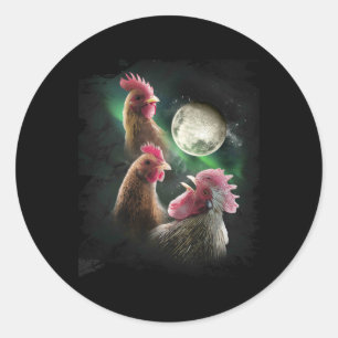3 Kip Maan Wolf Kippen Huilende Wolven Ronde Sticker