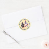 3 Kippen BIOLOGISCH GEVOEDERD GEPASTEERD EIKARTON Ronde Sticker (Envelop)