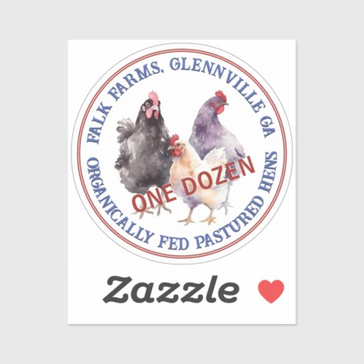 3 Kippen BIOLOGISCH GEVOEDERD GEPASTEERD EIKARTON  Sticker (Vel)