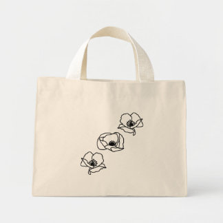 3 Klaproos Boho Chic Minimalistische Boodschappent Mini Tote Bag