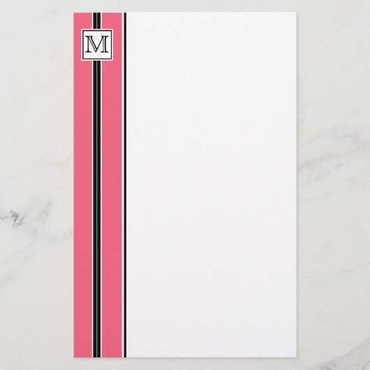 (3) Klassieke monogram gestripte banketbakkerij Briefpapier (Voorkant)