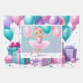 3 klein meisje ballerina coördinerende giftwrap inpakpapier vel (Voorkant 3)
