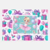 3 klein meisje ballerina coördinerende giftwrap inpakpapier vel (Voorkant)
