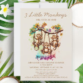 3 Kleine Apen Triplet Baby shower Kaart