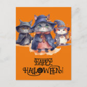 3 kleine kattenheksen - Happy Halloween Feestdagenkaart (Voorkant)